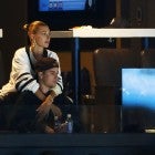 Justin Bieber and wife Hailey Rhode Bieber watch Game Seven of the Eastern Conference First Round during the 2019 NHL Stanley Cup Playoffs between the Boston Bruins and the Toronto Maple Leafs at TD Garden on April 23, 2019 in Boston, Massachusetts.
