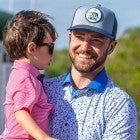 Justin Timberlake and son at golf tournament in MO