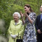 Queen Elizabeth II is shwon around 'Back to Nature' by Prince William and Catherine, Duchess of Cambridge at the RHS Chelsea Flower Show 2019 press day at Chelsea Flower Show on May 20, 2019 in London, England.