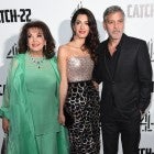Baria Alamuddin, Amal Clooney and George Clooney Catch 22 UK Premiere