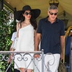 George Clooney and Amal Clooney are seen walking hand in hand as they leave their hotel to take an helicopter ride exploring Venice, Italy. 