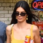 Kendall Jenner in orange dress and coke can 1280