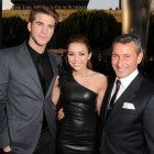 Liam Hemsworth, Miley Cyrus and Adam Shankman arrive at the premiere of Touchstone Picture's "The Last Song" held at ArcLight Hollywood on March 25, 2010 in Los Angeles, California.