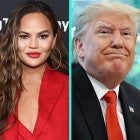 Chrissy Teigen and Donald Trump (inset)