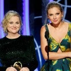 amy poehler and taylor swift onstage at golden globes