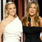 Jennifer Aniston and Reese Witherspoon on golden globes stage