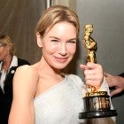 Renee Zellweger at governors ball with her oscar