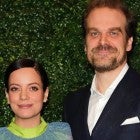 Lily Allen and David Harbour arrive at the Charles Finch & CHANEL Pre-BAFTA Party at 5 Hertford Street 