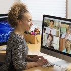 Woman on video conferencing call