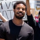 Michael B. Jordan participates in the Hollywood talent agencies march 