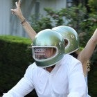 *EXCLUSIVE* -Ben Affleck goes out for a cruise with girlfriend Ana De Armas on his new BMW motorcycle that he presumably got as a birthday gift from her along with matching helmets! The pair were so excited to test drive the new bike that they wore their helmets with the stickers sill on the front. Ben turned 48 yesterday and the actor certainly seemed to have a happy one! *Shot on August 15, 2020*