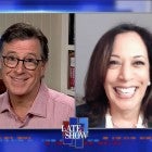 Stephen Colbert and Kamala Harris