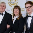 Nicholas Lyndhurst, Lucy Smith and Archie Lyndhurst attend the National Film Awards at Porchester Hall on March 29, 2017 in London, United Kingdom.