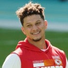 Patrick Mahomes #15 of the Kansas City Chiefs looks on before the game against the Miami Dolphins at Hard Rock Stadium on December 13, 2020 in Miami Gardens, Florida. 