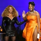 Beyoncé and Megan Thee Stallion accept the Best Rap Performance award for 'Savage' onstage during the 63rd Annual GRAMMY Awards at Los Angeles Convention Center on March 14, 2021 in Los Angeles
