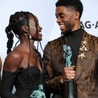 Lupita Nyong'o and Chadwick Boseman in the press room at the 25th annual Screen Actors Guild Awards on Jan. 27, 2019.
