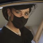 Britain's Catherine, Duchess of Cambridge, arrives to attend the funeral ceremony of Britain's Prince Philip, Duke of Edinburgh at St George's Chapel in Windsor Castle in Windsor, west of London, on April 17, 2021. - Philip, who was married to Queen Elizabeth II for 73 years, died on April 9 aged 99 just weeks after a month-long stay in hospital for treatment to a heart condition and an infection. 