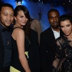 John Legend, Chrissy Teigen, Kanye West and Kim Kardashian celebrate New Year's Eve at 1 OAK Nightclub at The Mirage Hotel & Casino on December 31, 2012 in Las Vegas, Nevada. 