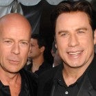 Bruce Willis and John Travolta during 2007 MTV Movie Awards - Backstage and Audience at Gibson Amphitheater in Los Angeles, California, United States. 