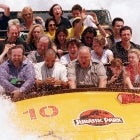 The cast of 'Jurassic Park' enjoying the ride's climatic splash down.