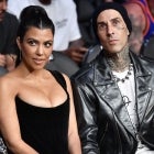 Kourtney Kardashian and Travis Barker are seen in attendance during the UFC 264 event at T-Mobile Arena on July 10, 2021 in Las Vegas, Nevada.
