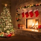 Stockings hung on mantle