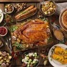Thanksgiving meal laid out on table