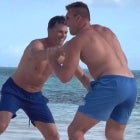Tom Brady and Rob Gronkowski Channel 'Top Gun' for Shirtless Beach Football 