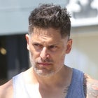 Joe Manganiello is seen tightly clutching the couple’s dog Bubbles on Aug. 12