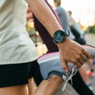 Woman wearing Android smartwatch