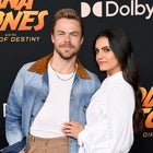 Derek Hough and Hayley Erbert attend the Los Angeles Premiere of LucasFilms' "Indiana Jones And The Dial Of Destiny" at Dolby Theatre on June 14, 2023 in Hollywood, California.