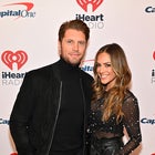 Allan Russell and Jana Kramer attend iHeartRadio Power 96.1's Jingle Ball 2023 at State Farm Arena on December 14, 2023 in Atlanta, Georgia.