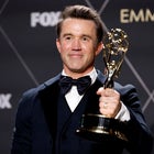  Rob McElhenney, winner of Outstanding Unstructured Reality Program for "Welcome To Wrexham," poses in the press room during the 75th Primetime Emmy Awards at Peacock Theater on January 15, 2024 in Los Angeles, California.