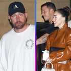 Travis Kelce, Christian McCaffrey and Olivia Culpo 