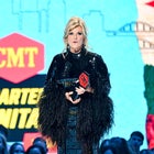 Trisha Yearwood wins the June Carter Humanitarian Award onstage at the 2024 CMT Music Awards held at the Moody Center