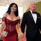 Jeff Bezos and Lauren Sanchez attend a State Dinner at the White House on April 10