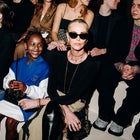 Charlize Theron and daughter August Theron at Dior Pre-Fall 2024 Show held at the Brooklyn Museum on April 15, 2024 in New York, New York.