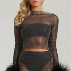 BLACK CRYSTAL EMBELLISHED MESH set