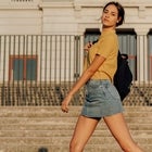 woman wearing a mini skirt