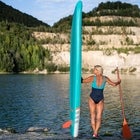 woman wearing water shoes