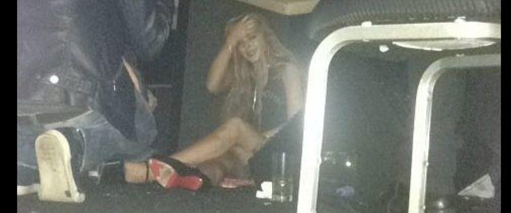 Lindsay Lohan Under Table Photo in Brazil