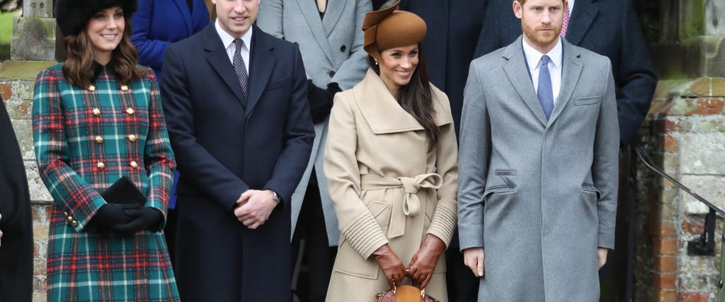 Princess Beatrice, Princess Eugenie, Princess Anne, Princess Royal, Prince Andrew, Duke of York, Prince William, Duke of Cambridge, Catherine, Duchess of Cambridge, Meghan Markle and Prince Harry attend Christmas Day Church service