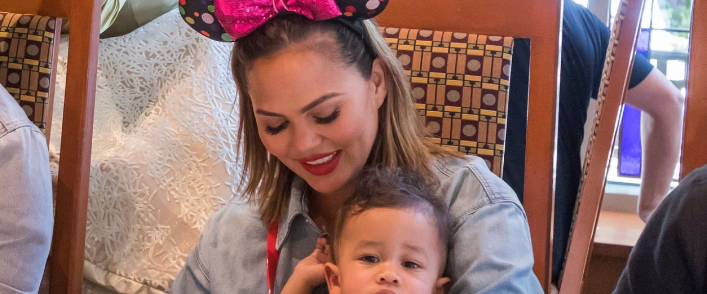 Chrissy Teigen and son Miles at Disney's Grand Californian Hotel in anaheim in april 2019