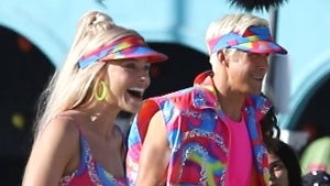 Margot Robbie and Ryan Gosling Go Full '80s Filming 'Barbie' on the Beach 