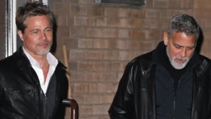 Brad Pitt and George Clooney Rock Gray Beards During On Set Reunion for New Movie