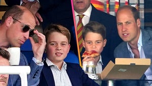 Prince George Eats Pizza and Smiles With Dad Prince William During Cricket Match