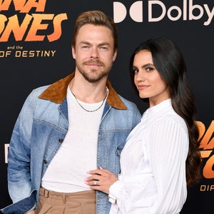 Derek Hough and Hayley Erbert attend the Los Angeles Premiere of LucasFilms' "Indiana Jones And The Dial Of Destiny" at Dolby Theatre on June 14, 2023 in Hollywood, California.