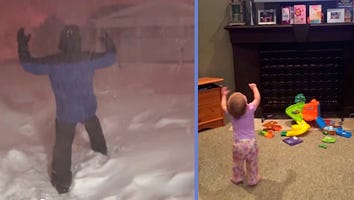 Little Girl Dances With Excitement Every Time News Anchor on TV Celebrates the Snow Storm