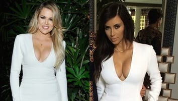 Khloe and Kim Kardashian In the Same Plunging White Dress -- Who Wore It Best?