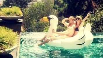 Taylor Swift and Calvin Harris Cozying Up on a Pool Swan Is Devastatingly Adorable